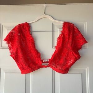 Free People Intimately Eyes On You red lace bralette size L